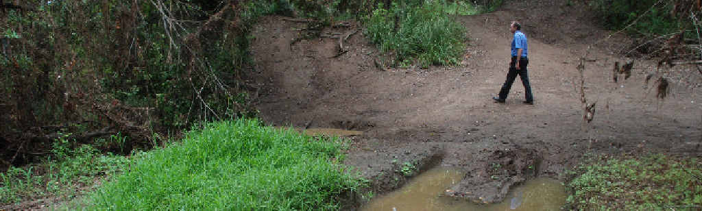 MUD BATH: Arthur Gorrie inspects the mess left by 4WD enthusiasts. MUD BATH: Arthur Gorrie inspects the mess left by 4WD enthusiasts.
